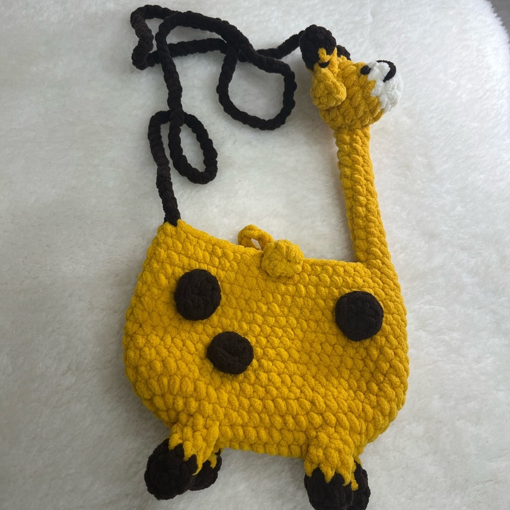 Handmade Crochet Yellow Giraffe Knit Crossbody Bag